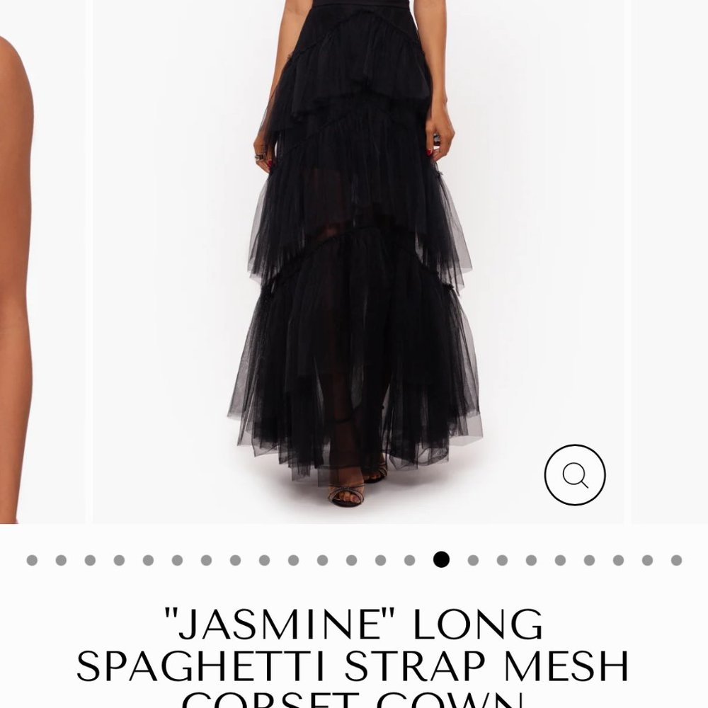 Betsy & Adam Women's Long Mesh Corset Gown/"JASMINE" LONG SPAGHETTI STRAP MESH C